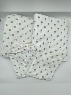 Emily & Merritt Pottery Barn Teen Gold Polka Dot Sheet Set
